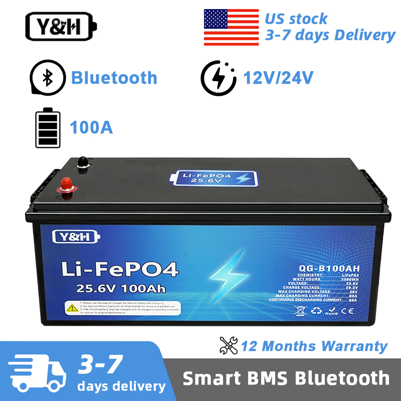 Lifepo4 12V 100Ah Bms Bluetooth - [Local Delivery] Y&H 12V 24V 100Ah