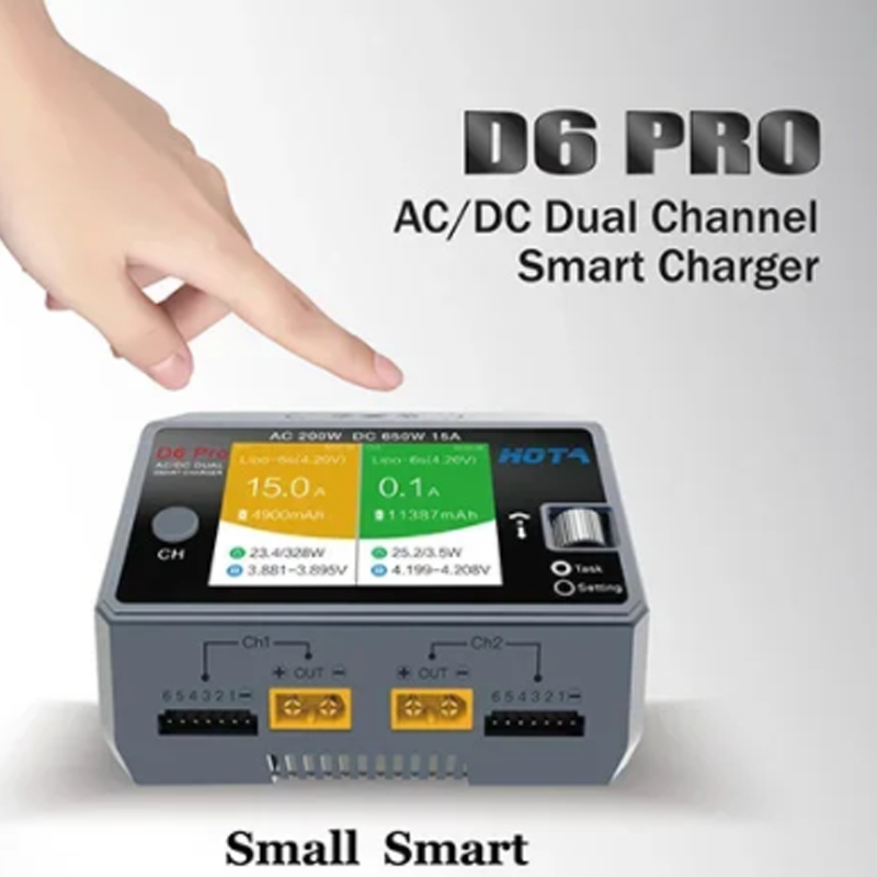 Hota D6 Pro Dual Lipo Charger - HOTA D6 Pro 200W AC/650W DC