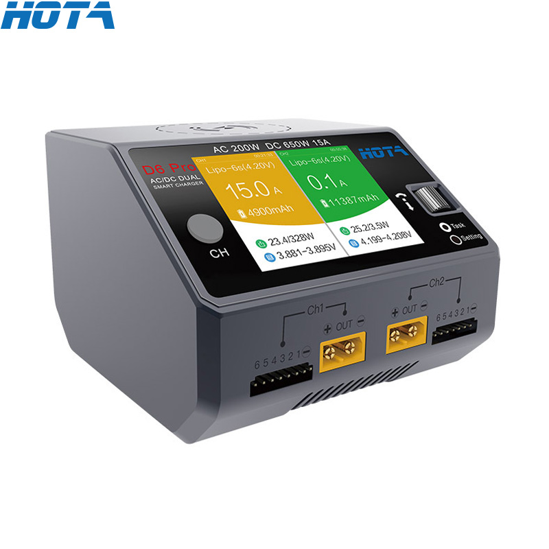 Hota D6 Pro Dual Lipo Charger - HOTA D6 Pro Black AC 200w