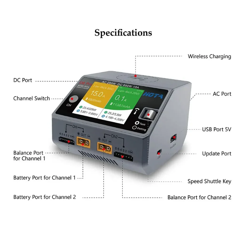 HOTA D6 Pro 200W AC/650W DC Du - Hota D6 Pro Dual Lipo Charger review and price